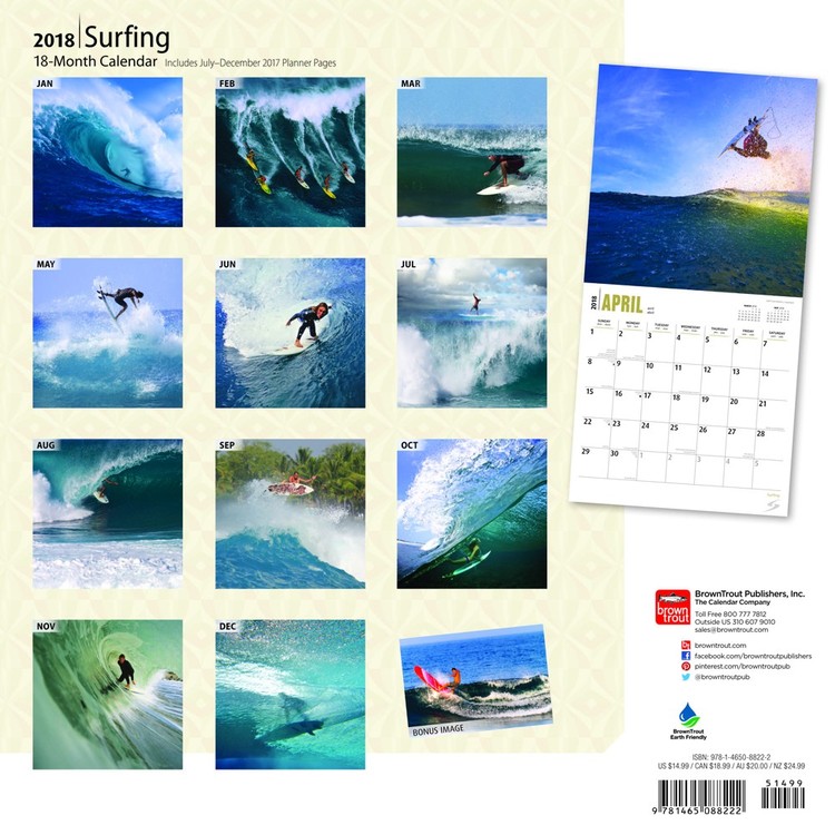 Calendar 18 Surfing Vaggkalendrar 18 Kop Pa Europosters Se