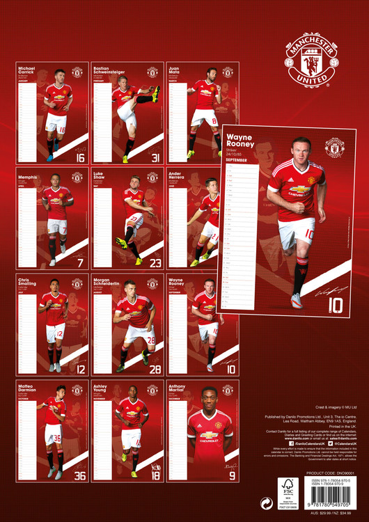 Manchester United Fc Wandkalender Bei Europosters