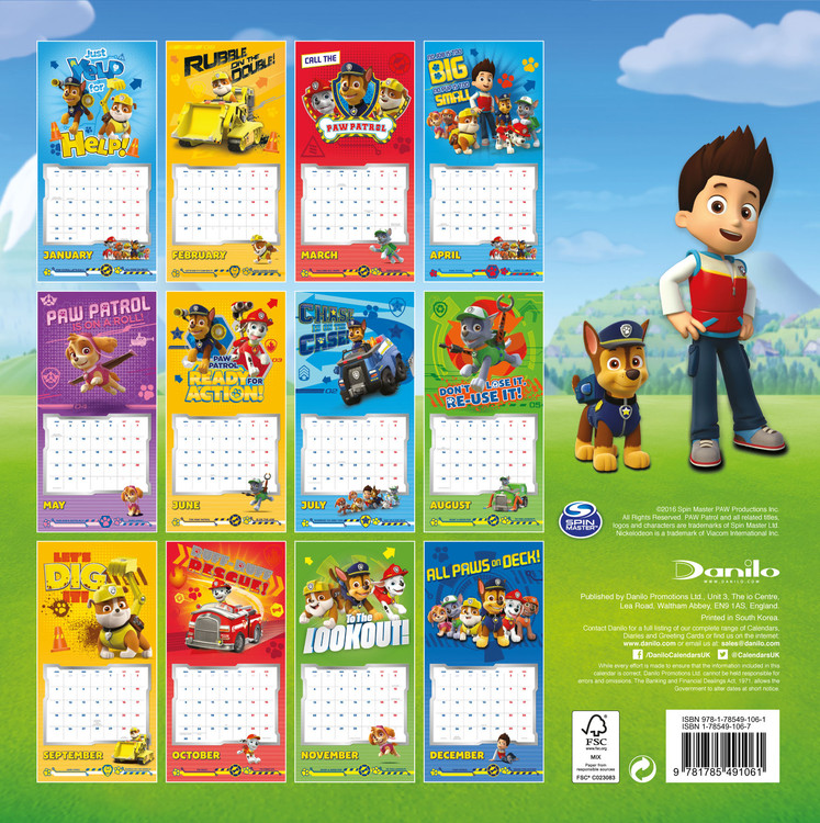 2025 Paw Patrol Calendar