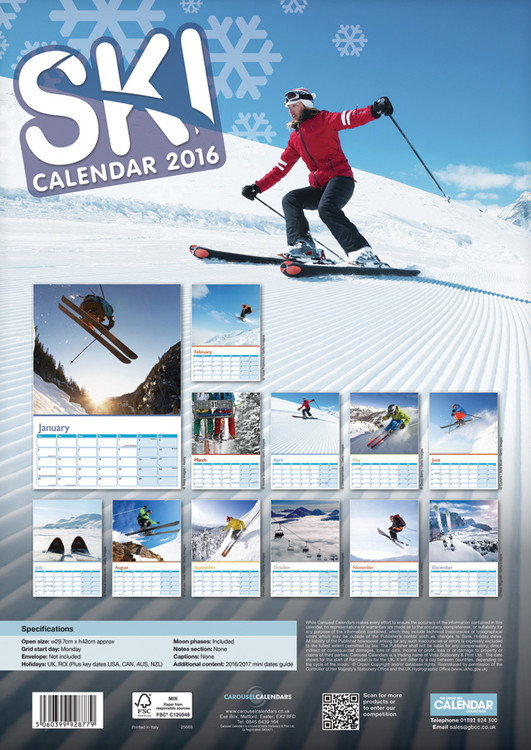 Skifahren Wandkalender 2022 bei Europosters