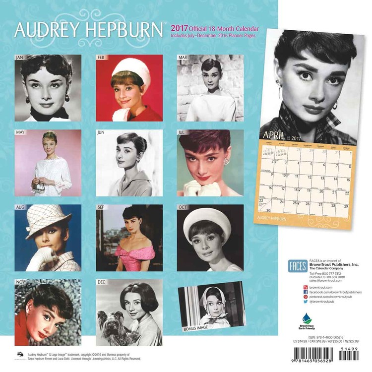 Audrey Hepburn Wandkalender 2024 Kaufen bei Europosters