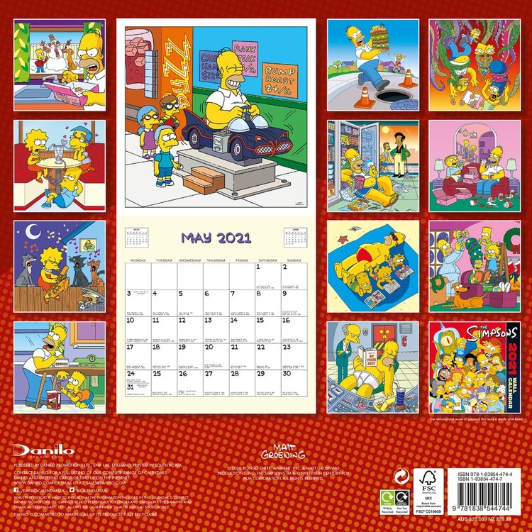 Die Simpsons - Wandkalender 2024  Kaufen bei Europosters