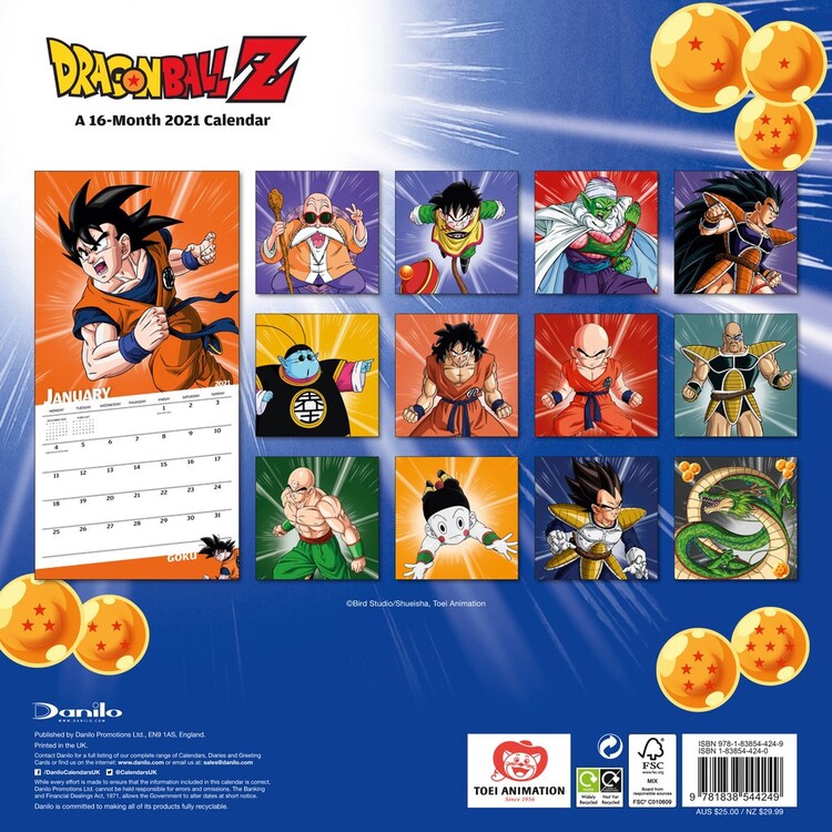 Dragon Ball Z Kalender 2024. Jahres-Wandkalender 2024 mit den