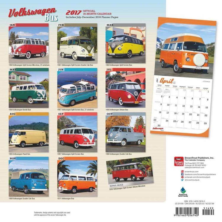 Volkswagen Bus Wandkalenders voor 2024 Koop bij Europosters