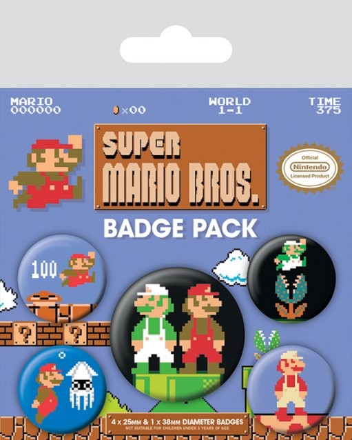 Kitűző készlet Super Mario Bros. - Retro