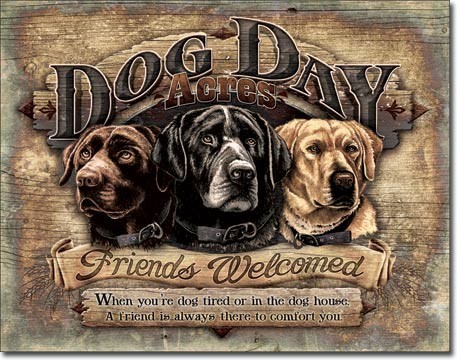 Kovinski znak DOG DAY ACRES FRIENDS WELCOMED