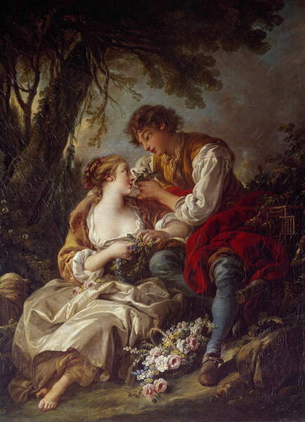 Autocolant La cage Painting by Francois Boucher  1763 Sun. 0,93x0,73 m