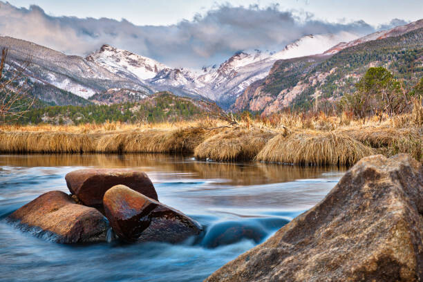 Billede på lærred Big Thompson River at Sunrise