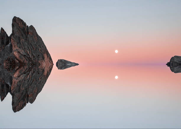 Billede på lærred Mirror effect of stunning moon reflection