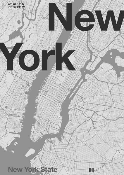 Billede på lærred New York Minimal Map