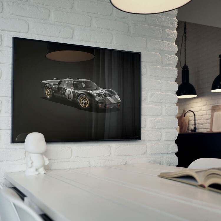 Reproducción de arte Ford GT40 - Black - 24h Le Mans - 1966