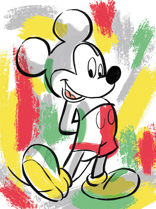 Leinwand Poster Bilder Micky Maus Mickey Mouse Paint Stripes Wanddekorationen Europosters