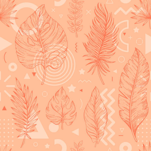 Bilde på lerret 2024 peach palm leaf color pattern.