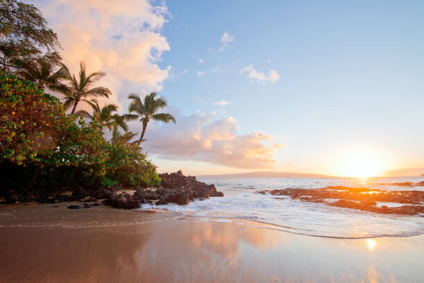 Bilde på lerret sunset hawaii beach