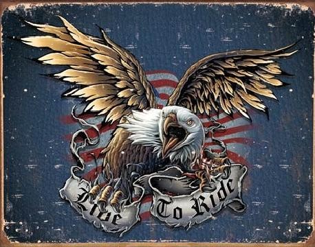 Μεταλλική πινακίδα LIVE TO RIDE - eagle