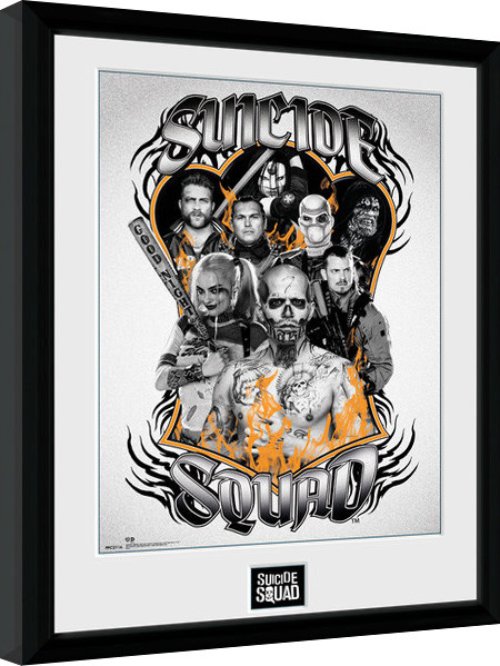 Poster incorniciato Suicide Squad - Group Orange Flame