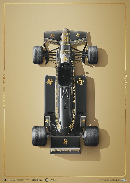 Umělecký tisk Lotus 97T - Ayrton Senna - Stunning Black - Estoril - 1985 - Gold
