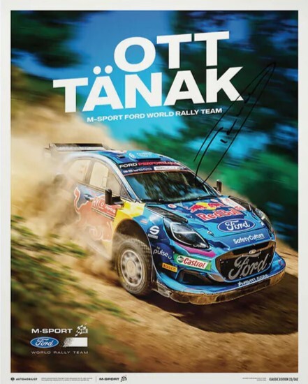 Umělecký tisk M-Sport Ford - 2023 Signed by Ott Tänak