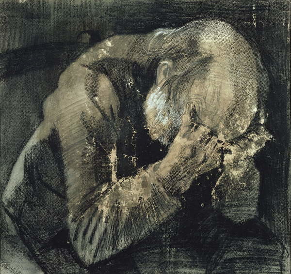 Samolepka Man with his head in his hands