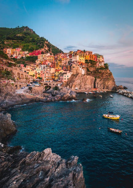 Samolepka Manarola village on cliff rocks and