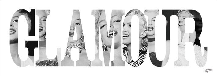 Marilyn Monroe - Glamour - Text Festmény reprodukció