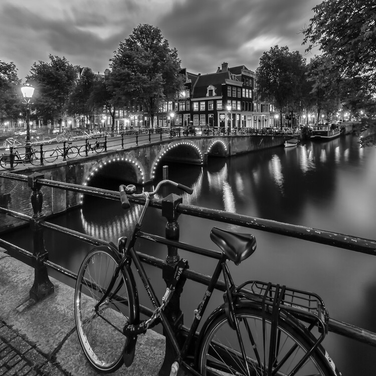 Umělecká fotografie AMSTERDAM Evening impression from Brouwersgracht