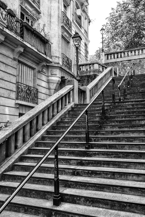 Konstfotografering Black Montmartre - Parisian Stair Railing