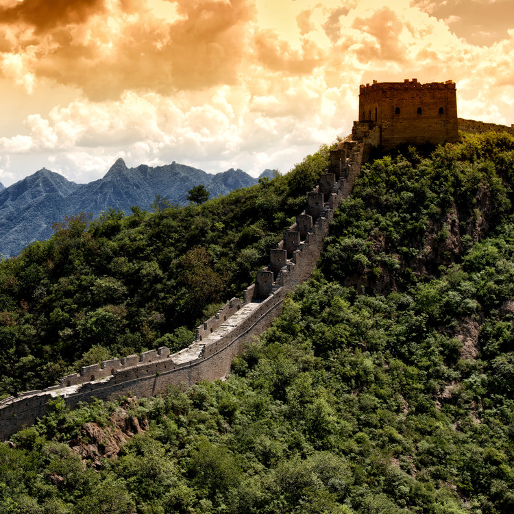 Umělecká fotografie China 10MKm2 Collection - Great Wall of China at Sunset
