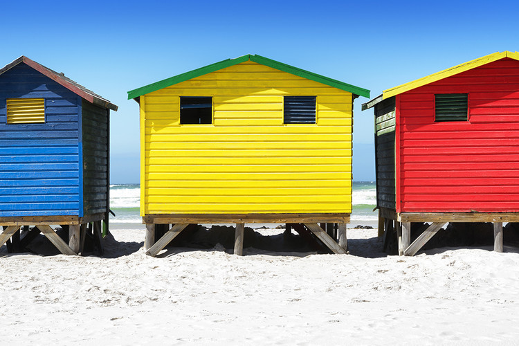 Umjetnička fotografija Colorful Beach Huts