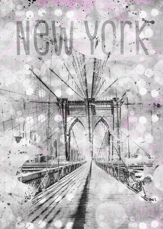 Umelecká fotografie Graphic Art NEW YORK CITY Brooklyn Bridge