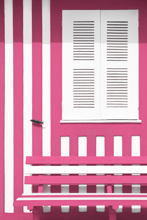 Umelecká fotografie House facade with Pink and White Stripes