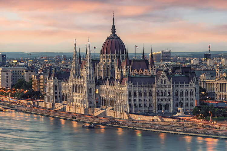 Umělecká fotografie Hungarian Parliament Sunset