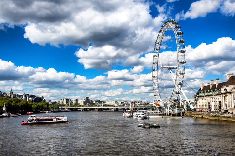 Umělecká fotografie Landscape of River Thames with London Eye