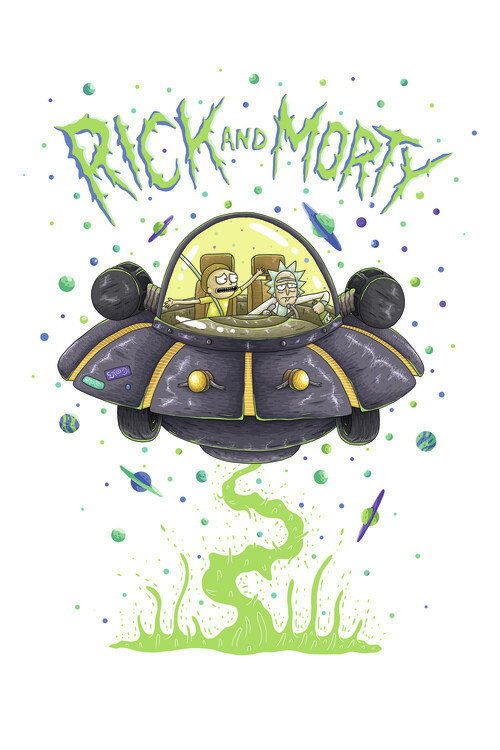 Rick & Morty - Rumskib Fototapet