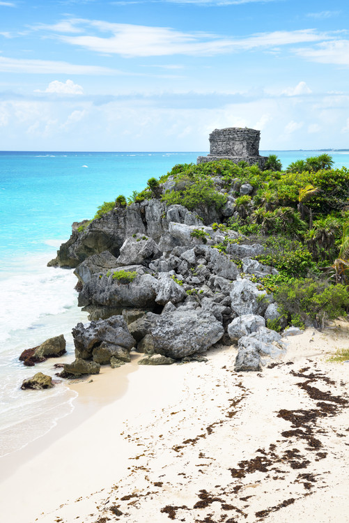 Umelecká fotografie Tulum Ruins along Caribbean Coastline