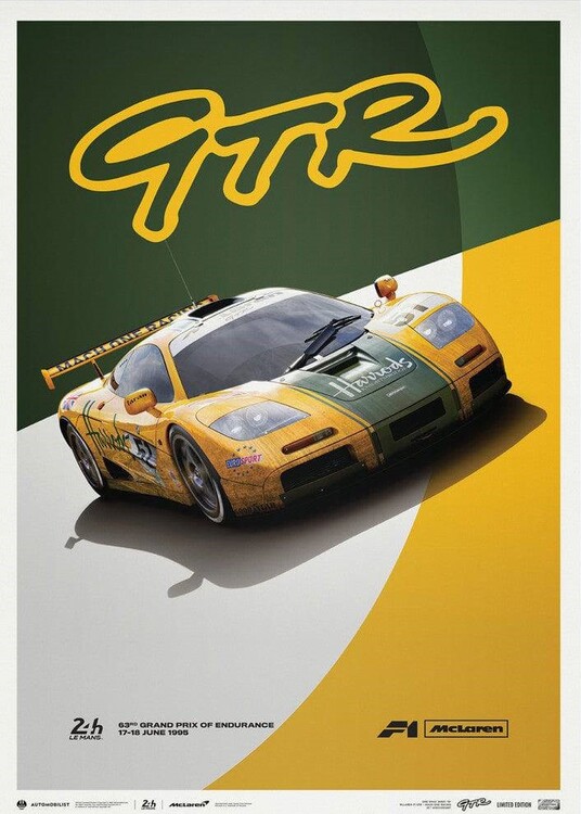 Umělecký tisk McLaren F1 GTR - Mach One Racing - 1995