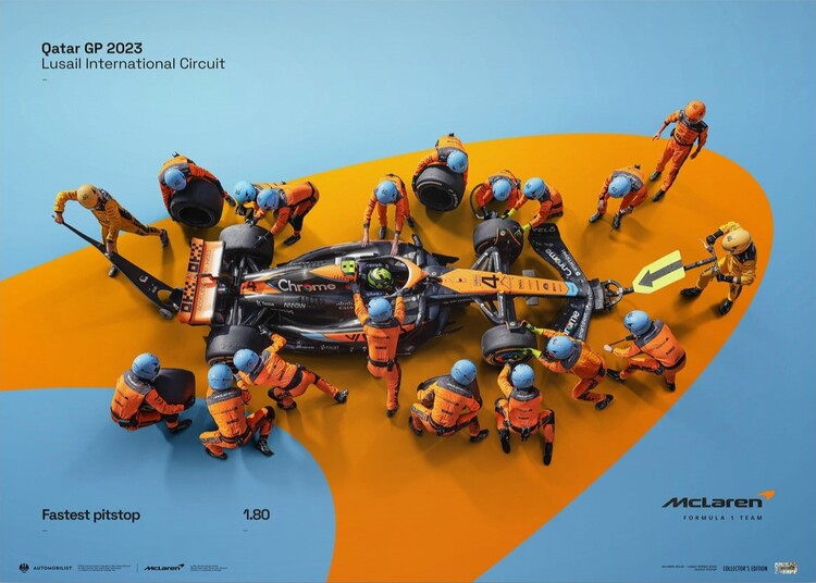 Umělecký tisk McLaren Formula 1 Team - 1.80 - World Record Fastest Pit Stop - 2023