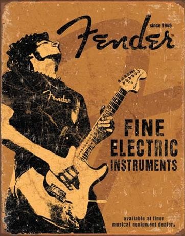 Μεταλλική πινακίδα FENDER - Rock On
