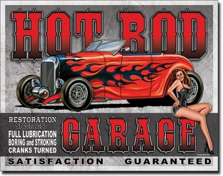 Mетална табела LEGENDS - hot rod garage