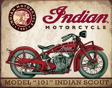 Plåtskylt INDIAN MOTORCYCLES - Scout Model 111