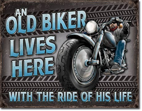 Plåtskylt Old Biker - Ride