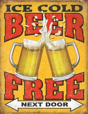 Metallschild Free Beer - Next Door