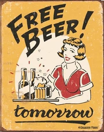 Metallschild MOORE - free beer