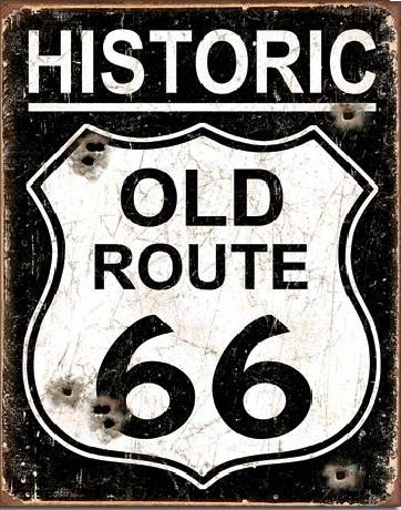 Metalni znak OLD ROUTE 66 - Weathered