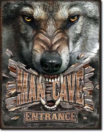 Metalowa tabliczka Man Cave Wolf