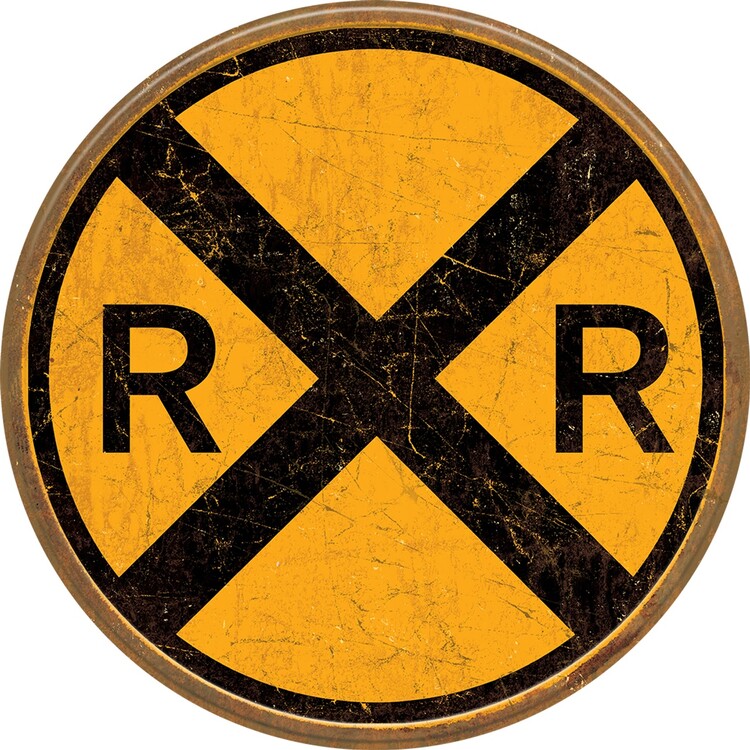 Metalowa tabliczka Railroad Crossing
