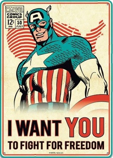 Smadre Majroe Disciplinære Marvel - Captain America | Retro samler-metalskilte til din væg |  Europosters