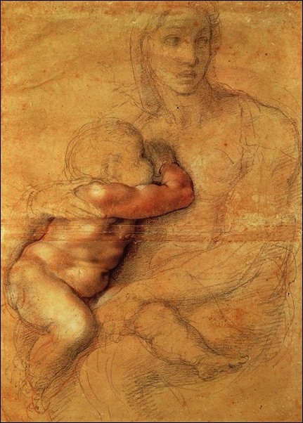 Umělecký tisk Michelangelo - Madonna Col Bambino