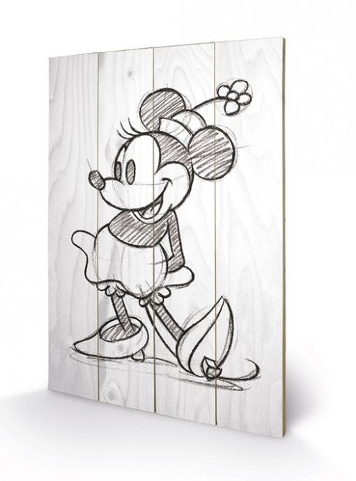 Bild auf Holz Minni Maus (Minnie Mouse) - Sketched - Single