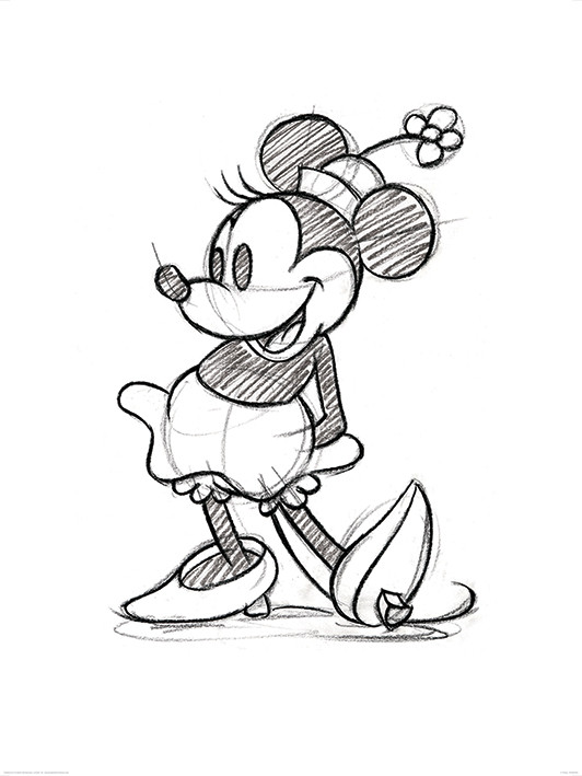 Affisch, poster med ram Minnie Mouse - Sketched - Single | Europosters